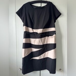 Alyx Black and Cream Asymmetrical Sheath Dress